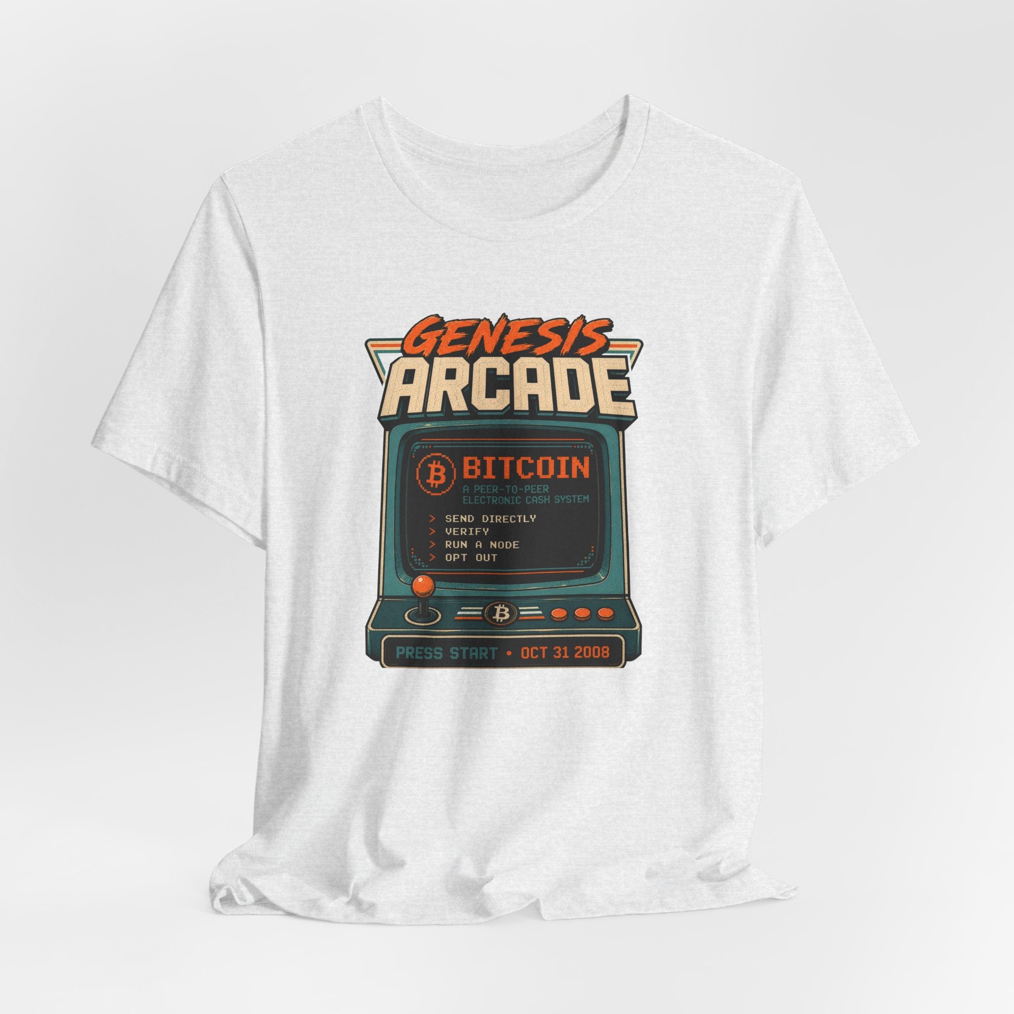 Bitcoin Genesis Block Retro Arcade T-Shirt | Bella Canvas 3001