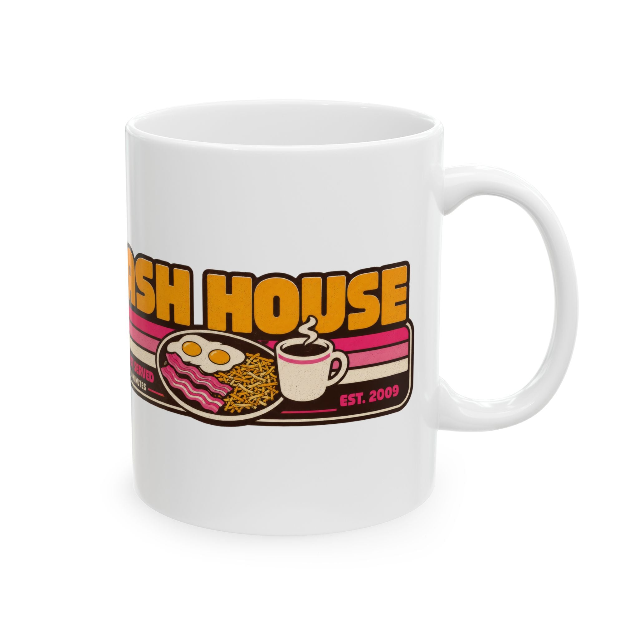 Hash House Retro Breakfast Logo Mug | Breakfast Served Every 10 Minutes | 11oz and 15 oz