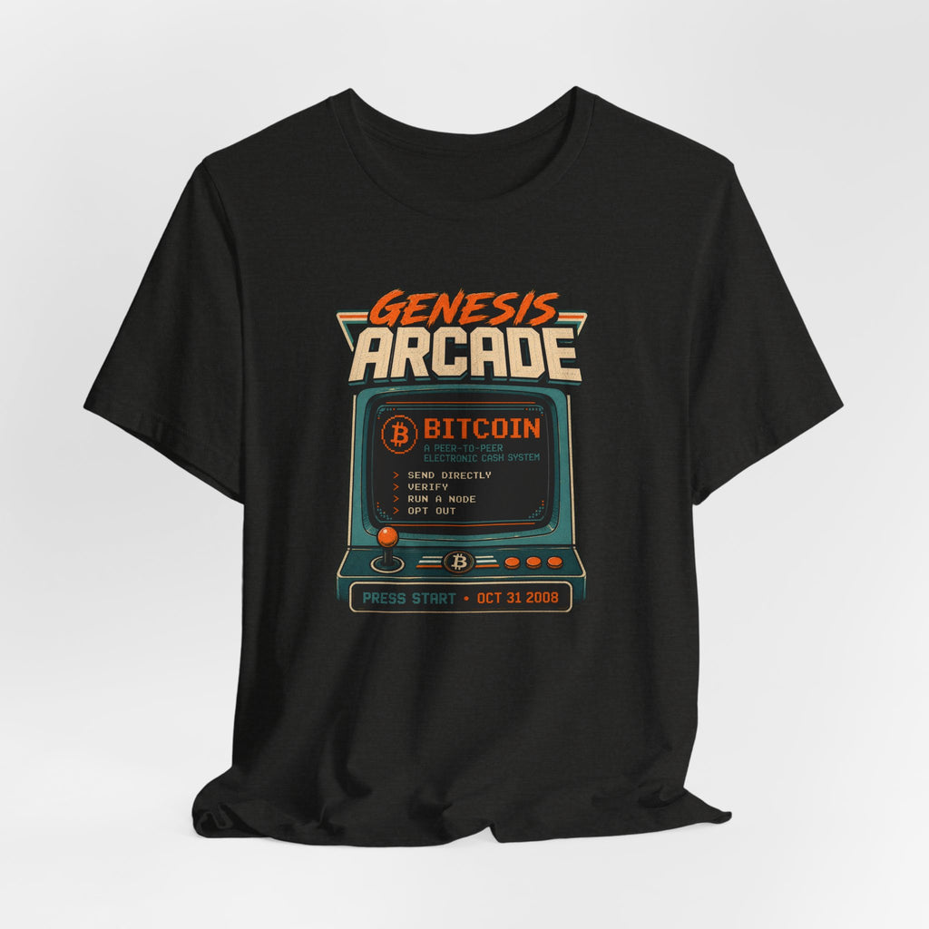Bitcoin Genesis Block Retro Arcade T-Shirt | Bella Canvas 3001