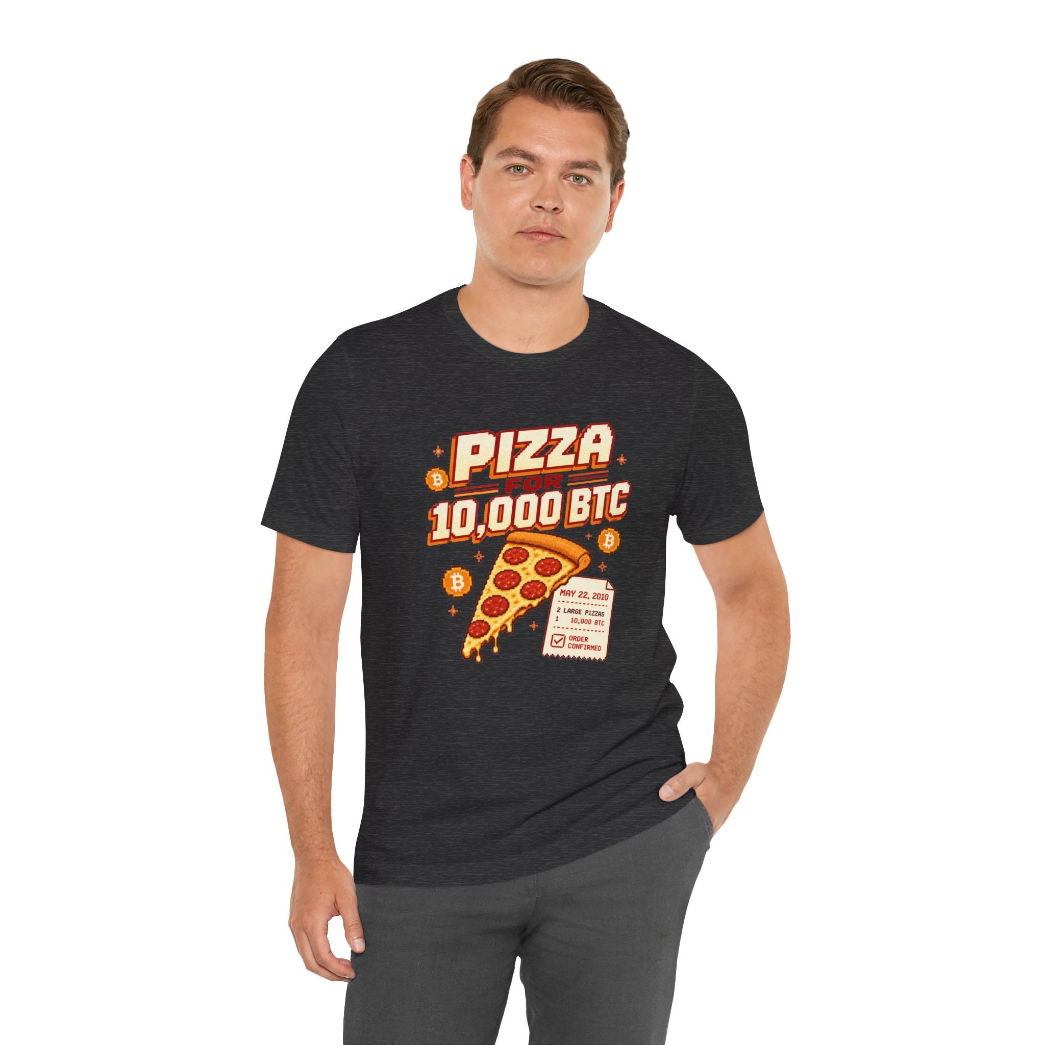 Pizza for 10,000 BTC T-Shirt | Bitcoin Pizza Day Tee | Bella Canvas 3001