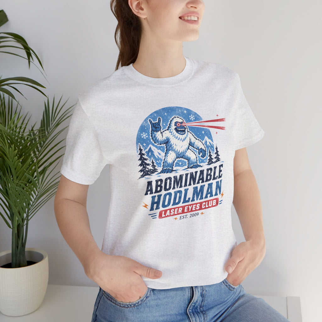 Abominable Hodlman Laser Eyes Club Bitcoin Tee | Yeti Holiday Shirt | Bella Canvas 3001