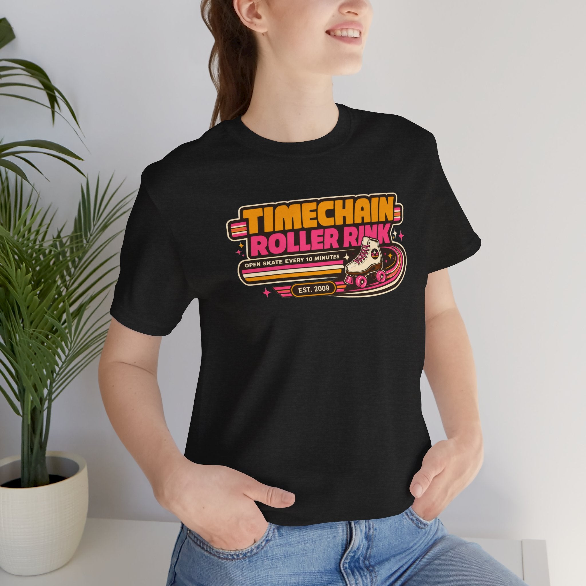 Incognito Timechain Roller Rink graphic tee | Retro roller skate design | Bella Canvas 3001