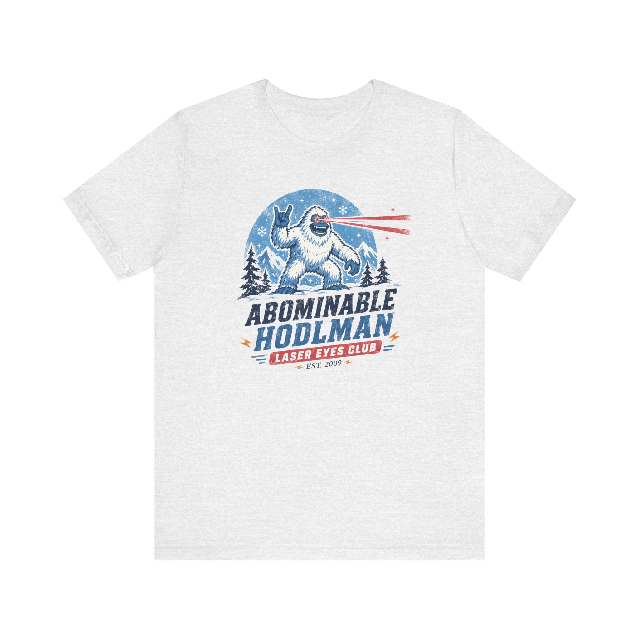 Abominable Hodlman Laser Eyes Club Bitcoin Tee | Yeti Holiday Shirt | Bella Canvas 3001