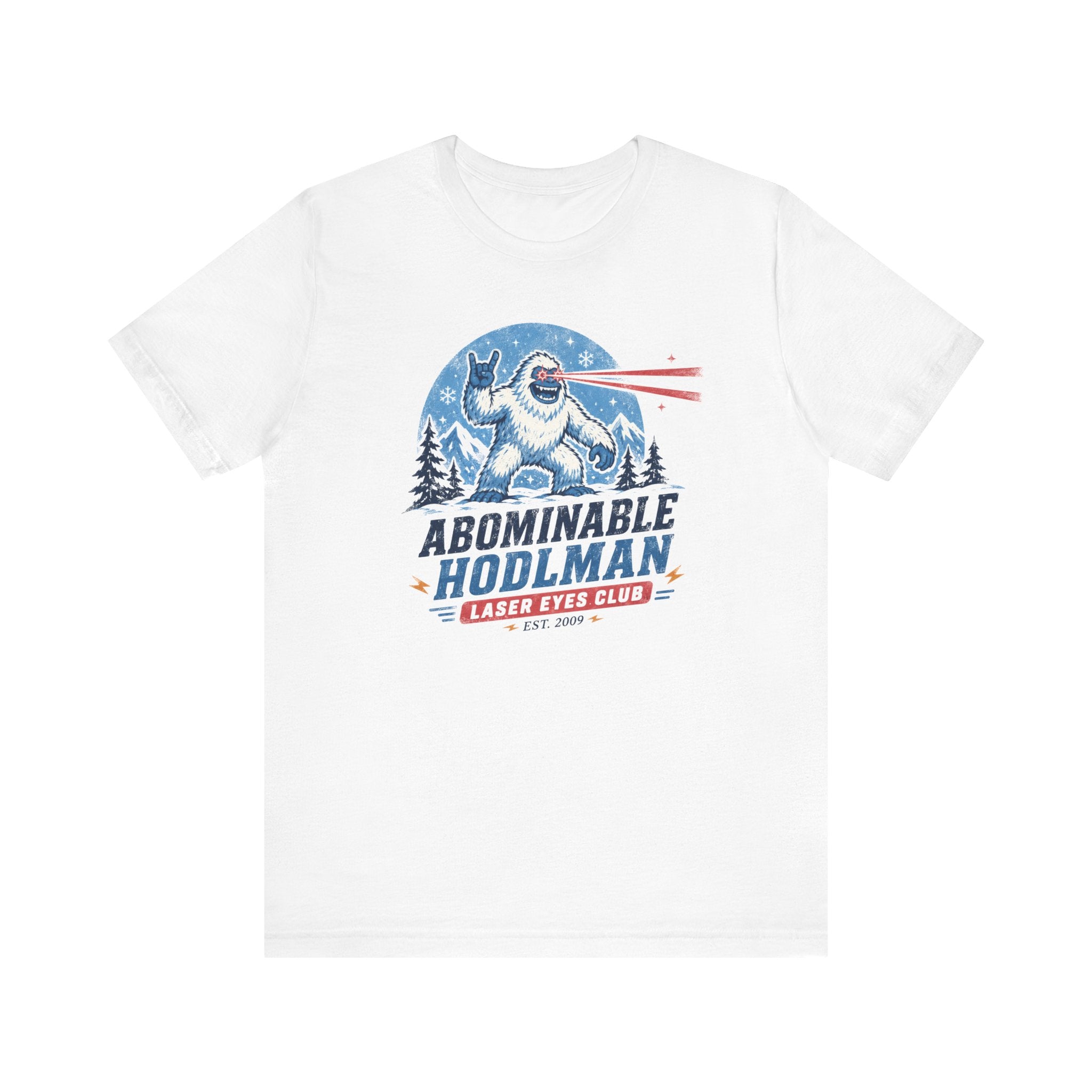 Abominable Hodlman Laser Eyes Club Bitcoin Tee | Yeti Holiday Shirt | Bella Canvas 3001