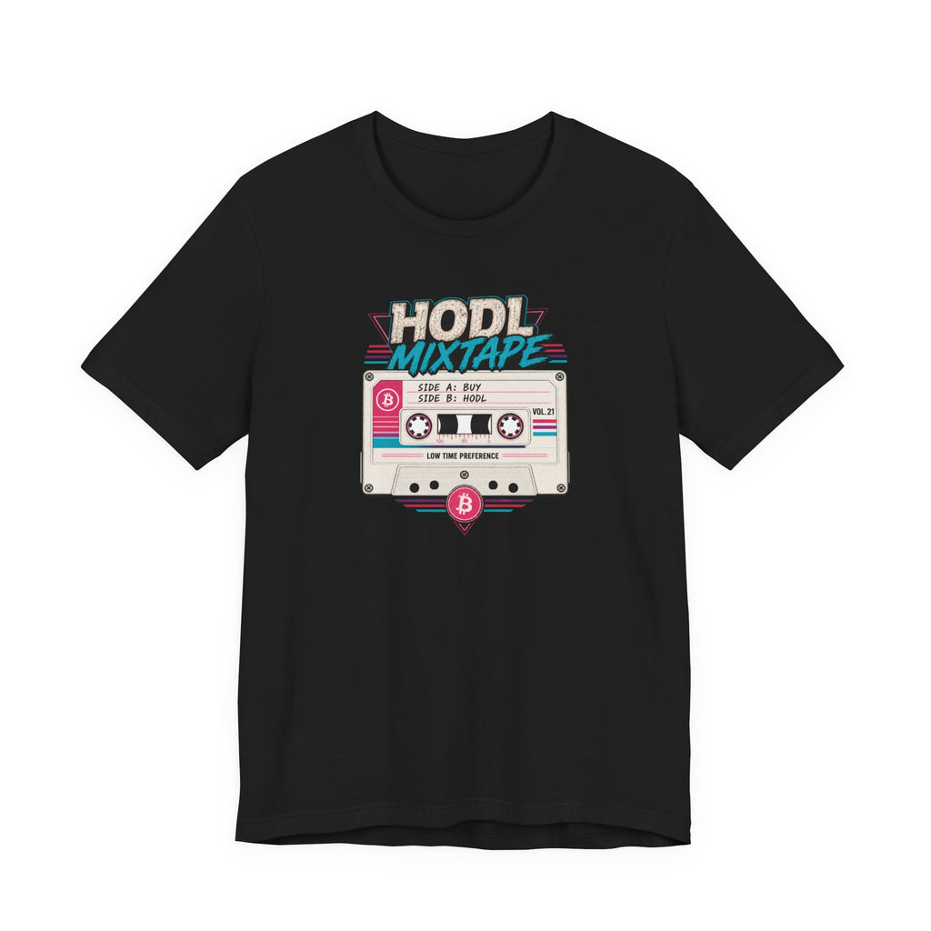 HODL Mixtape Cassette T-Shirt | Bitcoin Low Time Preference retro design Tee | Bella Canvas 3001