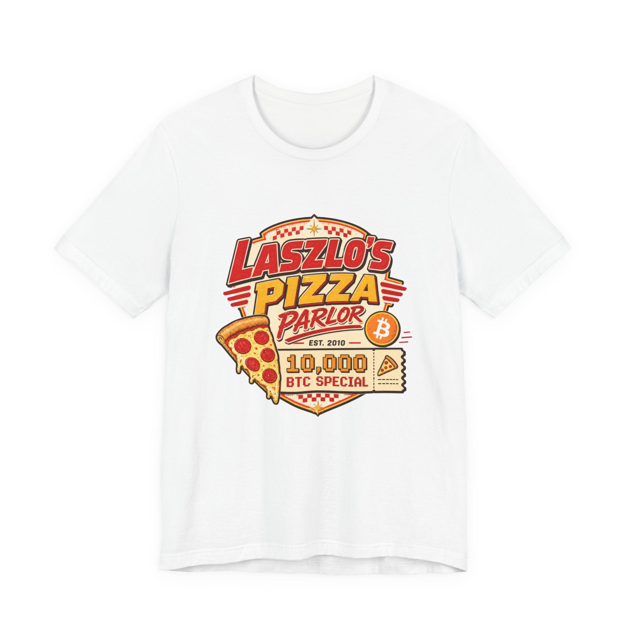 Laszlo's Pizza Parlor 10,000 Bitcoin Pizza Day Tee | Bella Canvas 3001