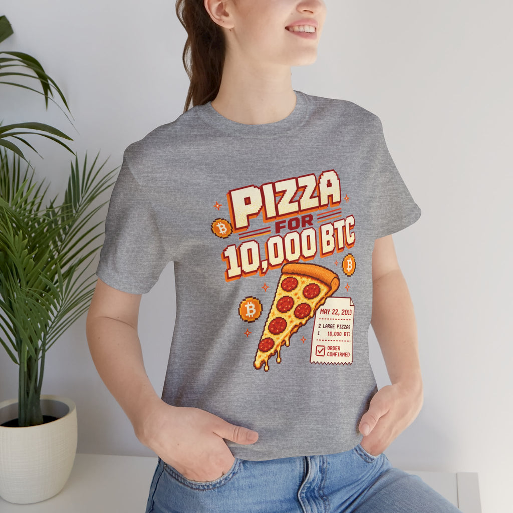 Pizza for 10,000 BTC T-Shirt | Bitcoin Pizza Day Tee | Bella Canvas 3001